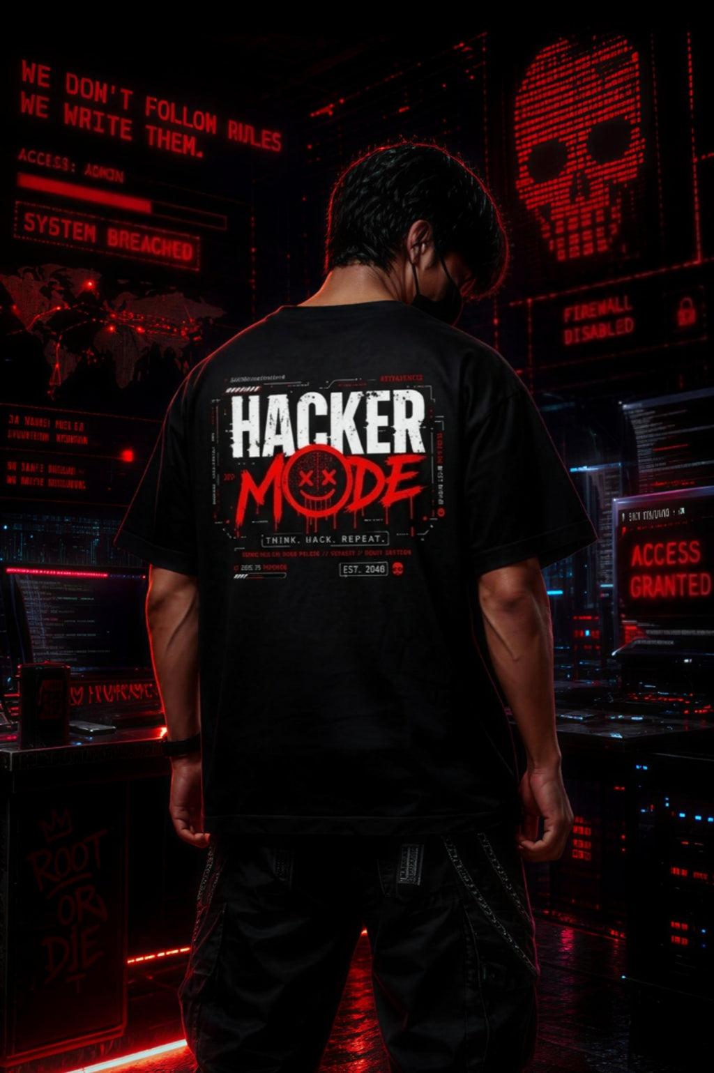 "Hacker Mode" Unisex Oversized Graphic T-Shirt