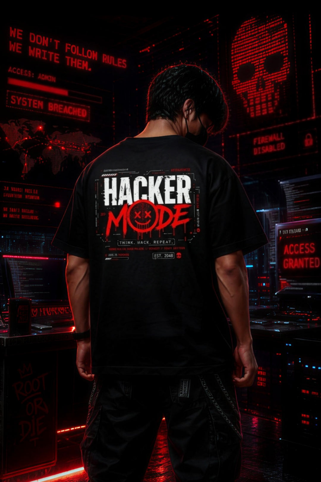 "Hacker Mode" Unisex Oversized Graphic T-Shirt