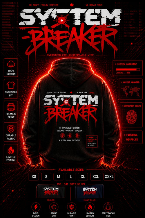 "System Breaker" Cyberpunk Unisex Pullover Hoodie