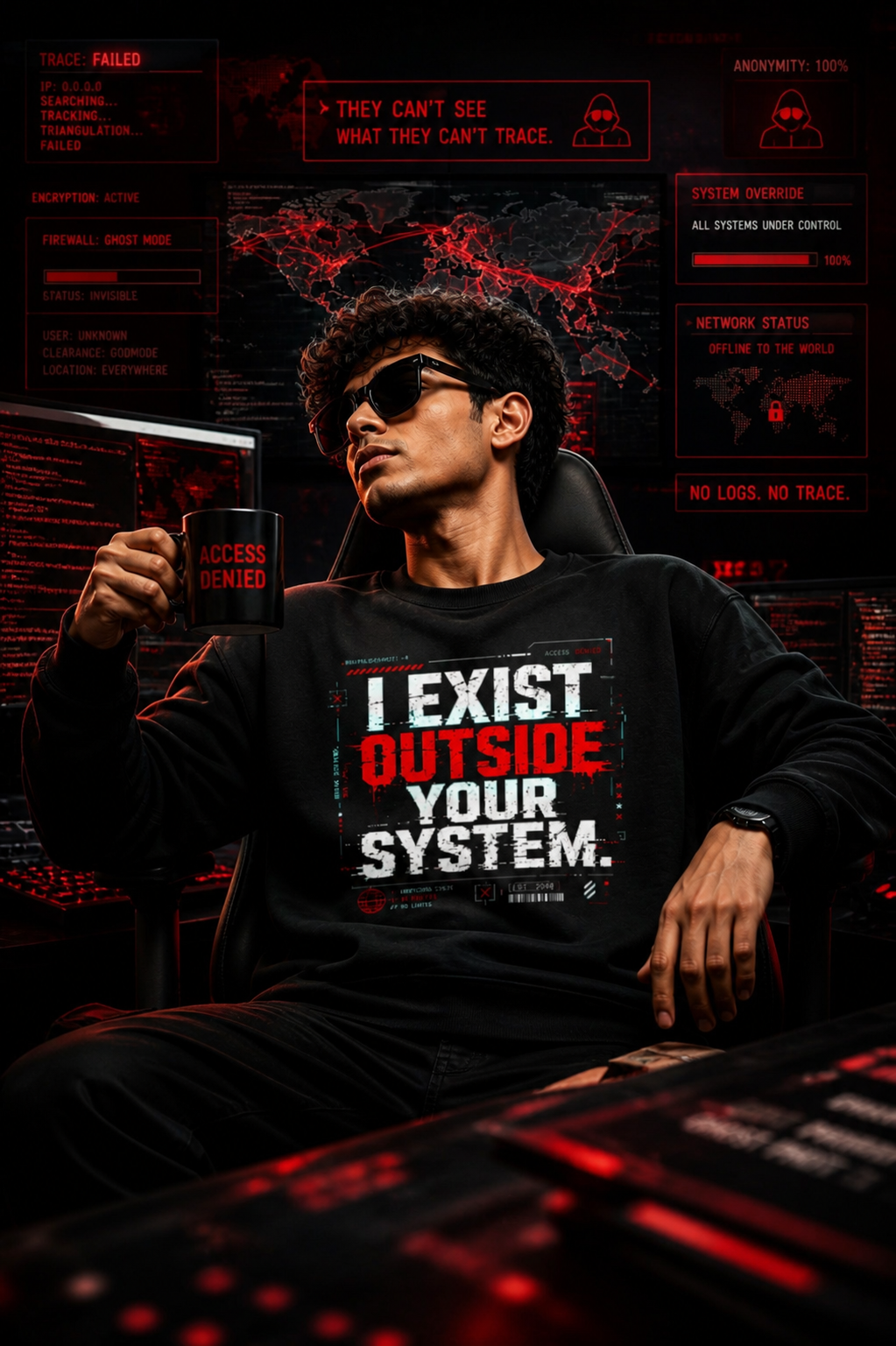 "I Exist Outside Your System" Cyberpunk Unisex Sweatshirt