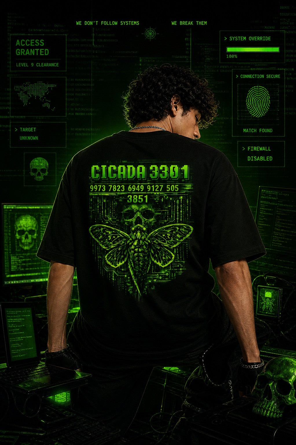 Cicada 3301 Unisex Oversized Hacker Graphic T-Shirt