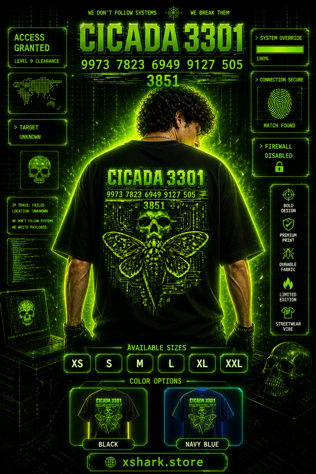 Cicada 3301 Unisex Oversized Hacker Graphic T-Shirt