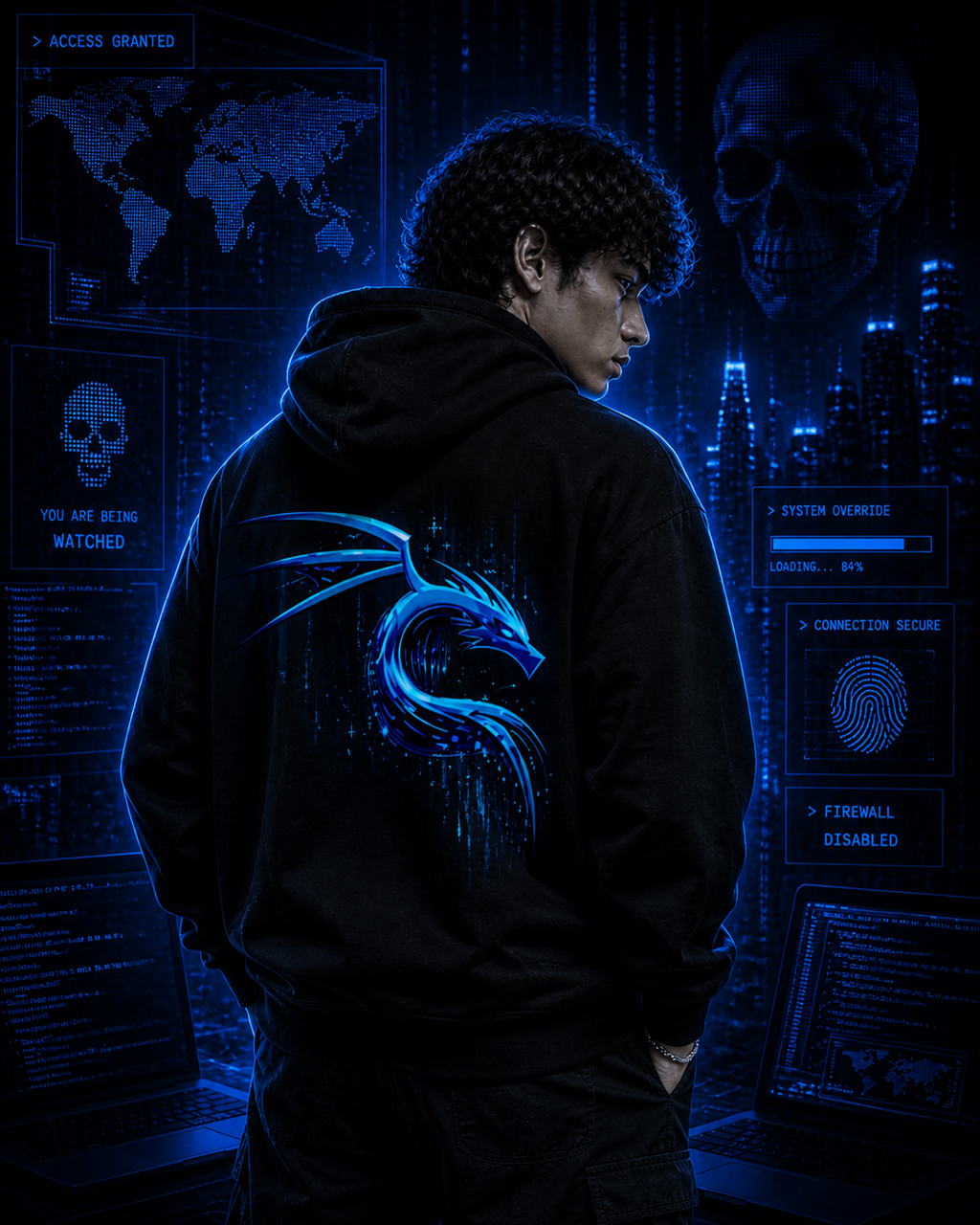 "Kali Linux" Cyber Dragon Unisex pullover Hoodie