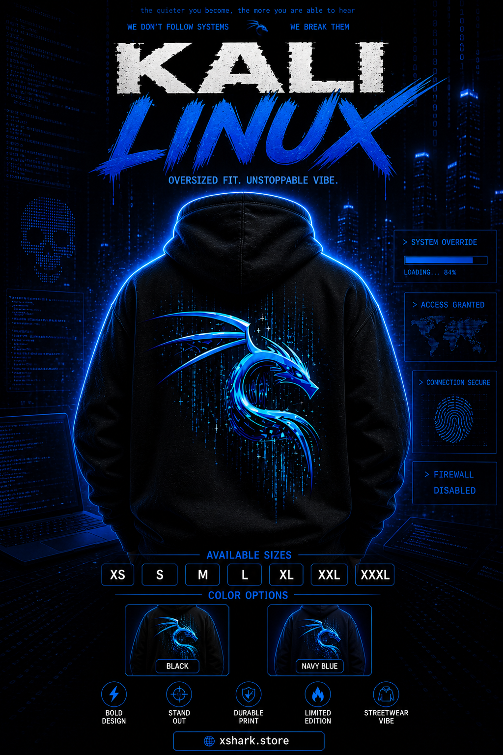 "Kali Linux" Cyber Dragon Unisex pullover Hoodie