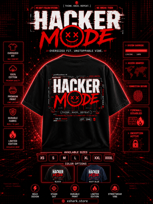 "Hacker Mode" Unisex Oversized Graphic T-Shirt